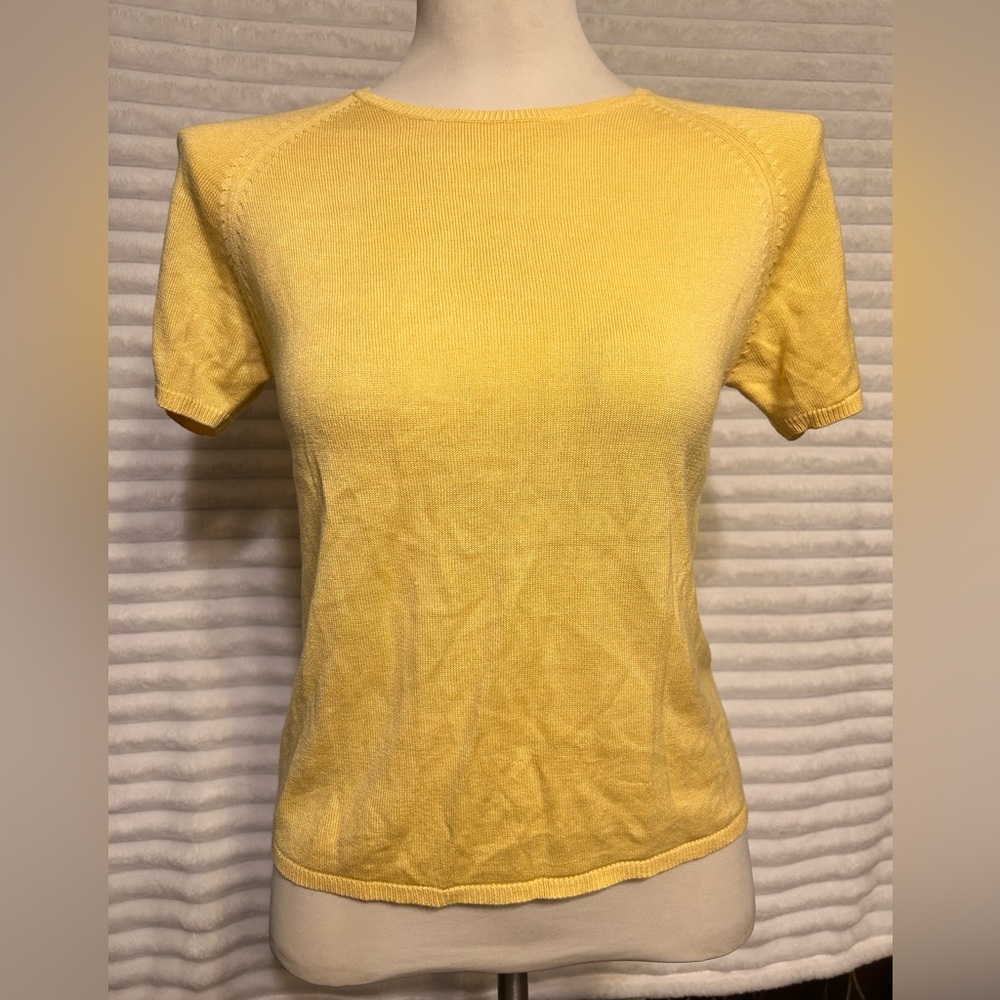 August Silk Yellow Fitted 100% Silk Short Sleeve Shirt
